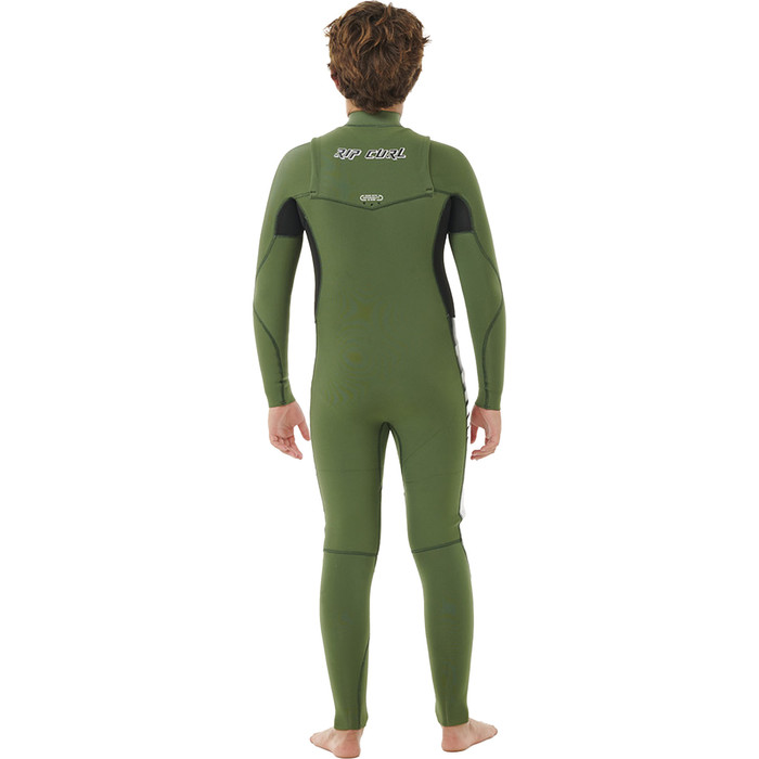 2024 Rip Curl Junior Dawn Patrol 4/3mm Chest Zip Neopreno 13LBFS - Green